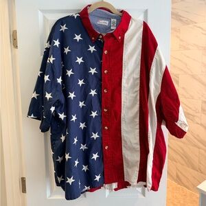 Casual Flag-Print Button-Down Shirt - Red, White & Blue